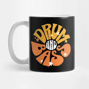 DRUM AND BASS  - Y2K Floral Font (White/Orange/Yellow) Mug